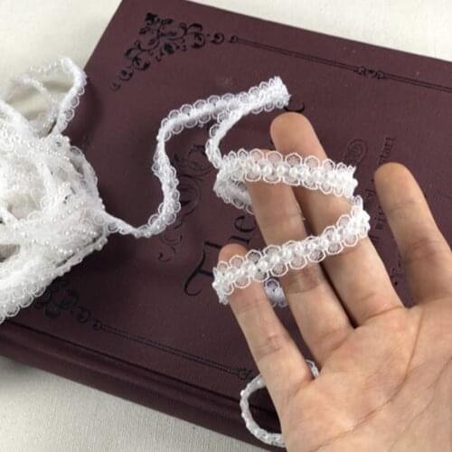 1M White Lace Ribbon Beaded Lace Fabric Applique Wedding Dress Sewing Accessories Trimmings beaded trim beads dentelle LQ55