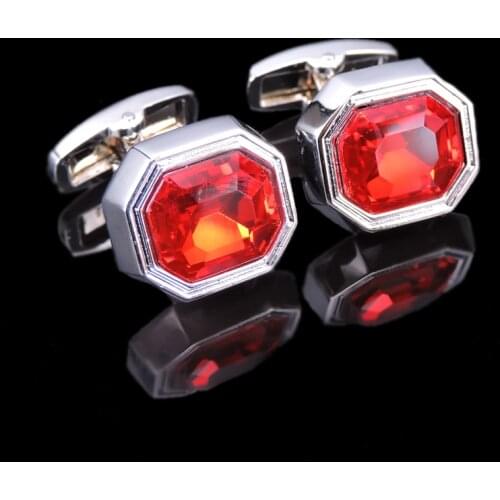 Free shipping, high quality casual shirt Cufflinks new fashion brand red crystal Cufflinks mens Wedding Shirt crystal Cufflinks