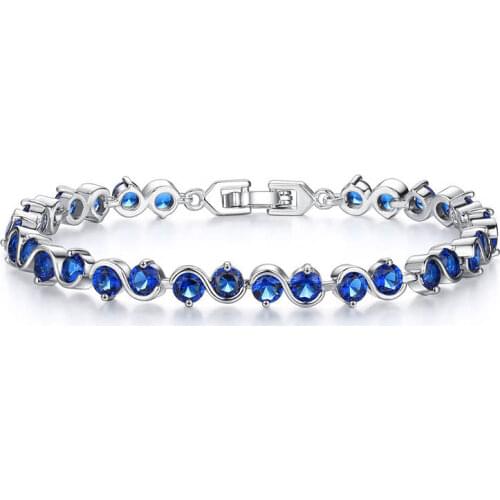 Luxury quality Blue Crystal Cubic Zirconia nature stone New Charm beaded Bracelets Woman Party Wedding Engagement jewelry Gift