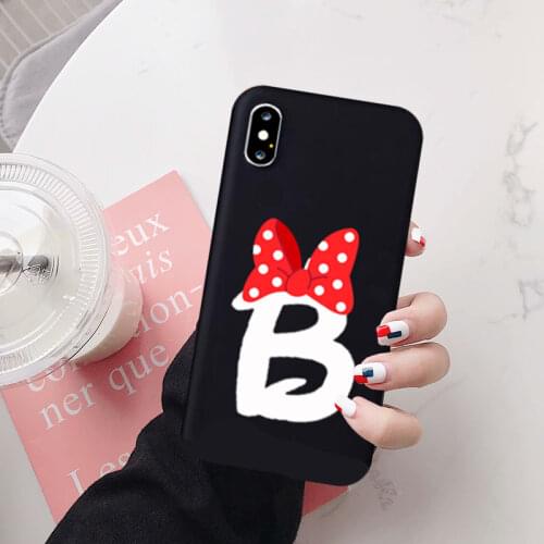 JAMULAR Simple Letter Couple Case Cover For iPhone XS MAX X 11 Pro XR 7 8 6 6s Plus Funny Bow Silicone Soft Phone Coque Capa Bag