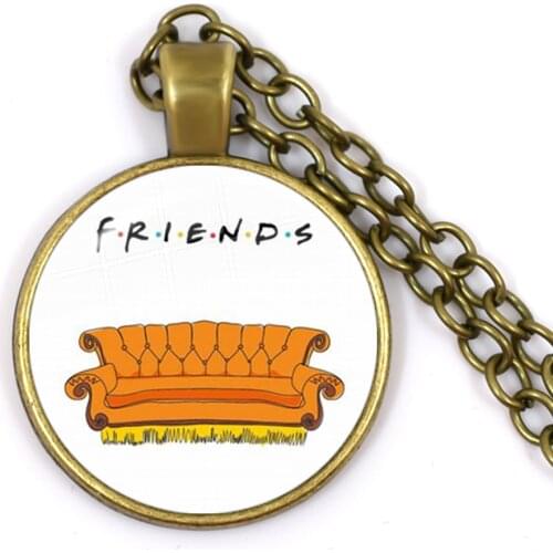Friends TV Show Necklace Classic Scene Central Perk Logo 25mm Glass Cabochon Charm Jewelry For Women Men Good Friends Gift