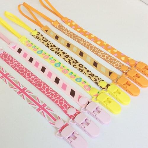 Baby Pacifier Clip Chain for soothers Ribbon Chupetas funny Soother dummy holder Leash Strap Nipple Holder Infant Feeding G0042