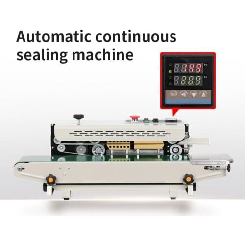 FR-880 Continuous Automatic film sealing machine aluminum foil bag edge sealer food packaging machine 220V Plastic Snack Sealing