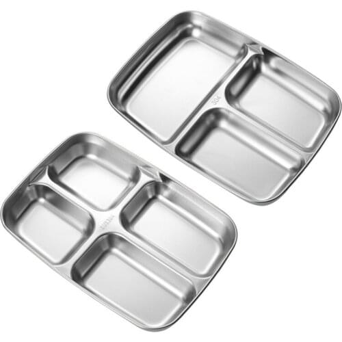Jiashi 304 stainless steel snack plate inner adult student canteen instinctive square plate lunch box