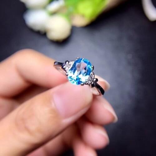 Natural Topaz Ring, 925 Silver, popular style, authentic color, clean