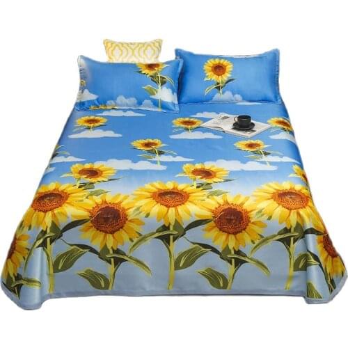 3PCS Summer Mat Sunflower Mat Cooling Bed Sheets Foldable Single Double Queen King Pillowcase Mattress
