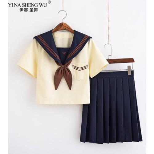 Girls Navy Sailor JK Suit Japanese Anime School Uniform Women Tops Pleated Skirt Suit Cardigan College Students Carnival Costume