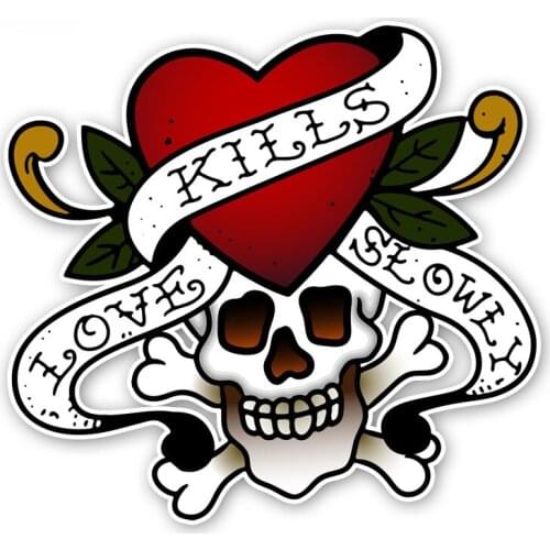 Creative Skull KILLS LOVE SLOWLY Car Sticker Windshield Bumper Motorcycle Helmet Decal KK Vinyl Cover Scratches Waterproof PVC