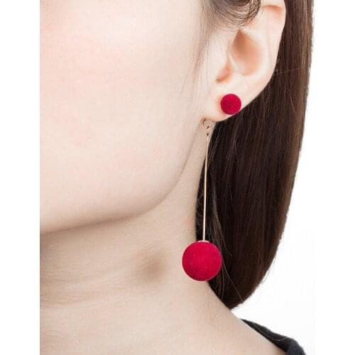 Fashion Cartoon Hair Ball Charms Dangle Earrings For Women Cute Gold Color Long Tassel Ear Jewelry Party Gifts