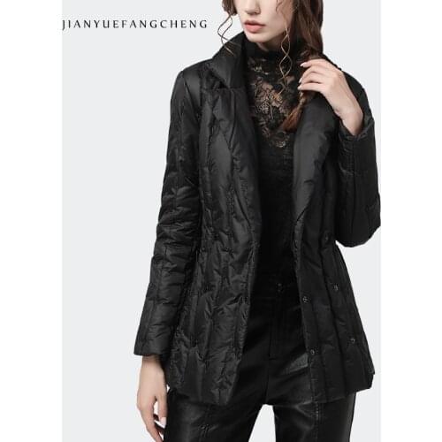 Fashion Suit Collar Long Duck Down Jackets Women Winter Warm Thickened Lightly Black Puffer Coat With Sashes All-Match Clothing