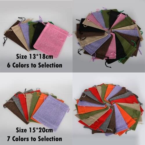 New Arrival 5Pcs Size 13*18cm/15*20cm 9 Colors Linen Bunches Pocket/Jewelry Bag/Christmas/Wedding Gift Bag For DIY Gift Bag