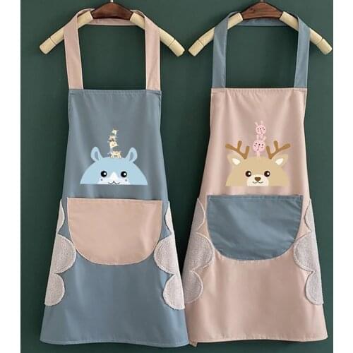 New Kitchen Wipeable Waterproof Oil-Proof Cartoon Wreath Rabbit Kitchen Nail Shop Apron for Women Baking Home Accessorie 68*72cm