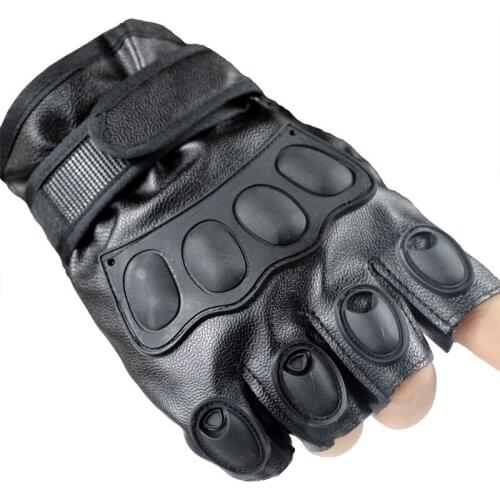 Fashion Black PU Leather Fingerless Gloves Men Women Harajuku Cycling Training Fitness Mens Riding Mittens Male Gloves