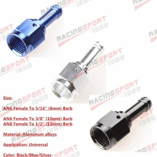 AN6 AN8 Female To 5/16" 3/8" 1/2" Straight Hose Barb Adapter Aluminum