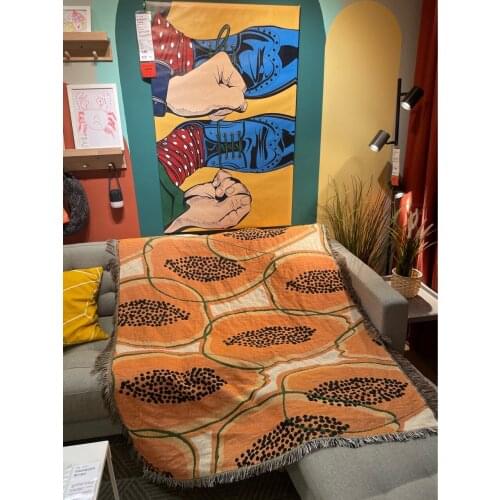 Papaya fruit throw blankets sofa cover towel outdoor picnic mat home room geometry tapestry plaid rug