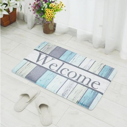 Drop Ship Welcome Floor Home Front Door Entry Mat Carpet Outdoor Wood Doormat For Entrance Door Anti Slip Bedroom Rug