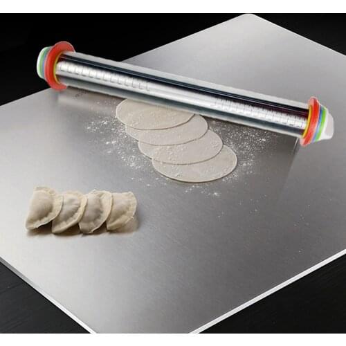 Adjustable Stainless Steel Rolling Pin with 4 Thickness Rings For Baking 43.5cm