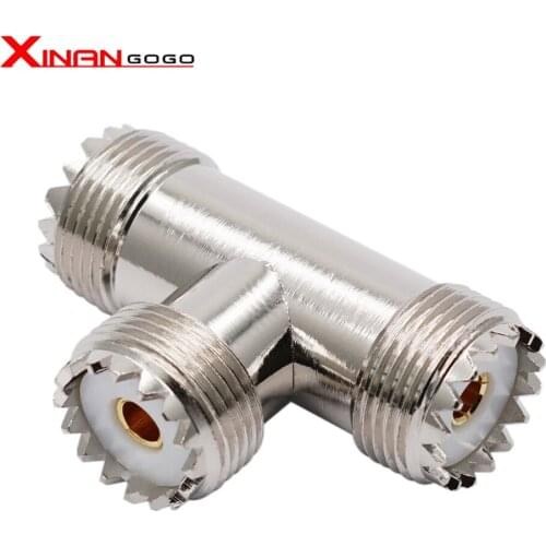 RF Coaxail UHF Female to 2 Female 3 ways connector UHF T type adapter