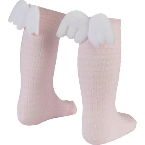 Angel Wing Pink Embossed Lower Socks Female Child/Baby Casual Cotton