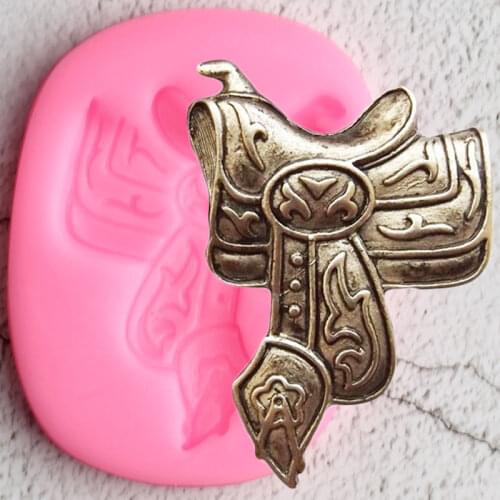 Western Horse Saddle Silicone Mold DIY Cupcake Topper Fondant Cake Decorating Tools Polymer Clay Candy Chocolate Gumpaste Moulds