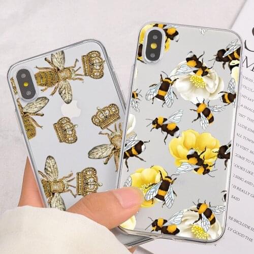 Fresh Pastoralism Phone Case Silicone Cover For iPhone 5 5s SE XS XR 6 6S 8 7 Plus Transparent Bee Soft Thin Case For iPhone