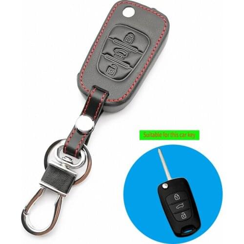 Folded leather Car Key Cover For Kia Sportage Sorento RIO K2 K5 For Hyundai i20 i30 i35 iX20 iX35 Solaris Verna Key cases shell