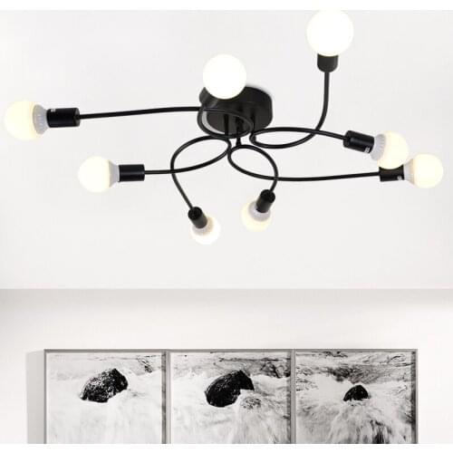 Modern nordic style personalized black iron herringbone branch ceiling light study bedroom living room ceiling light lamp