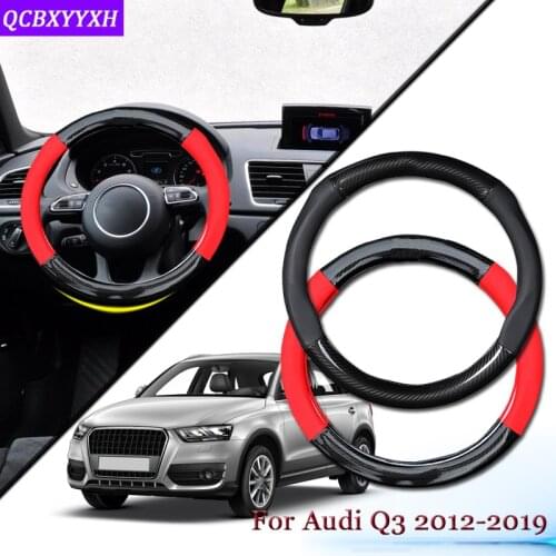 Car Styling Carbon Fiber Leather Car Steering Wheel Cover Car Steering-wheel Hubs Automobiles Accessories For Audi Q3 2012-2019