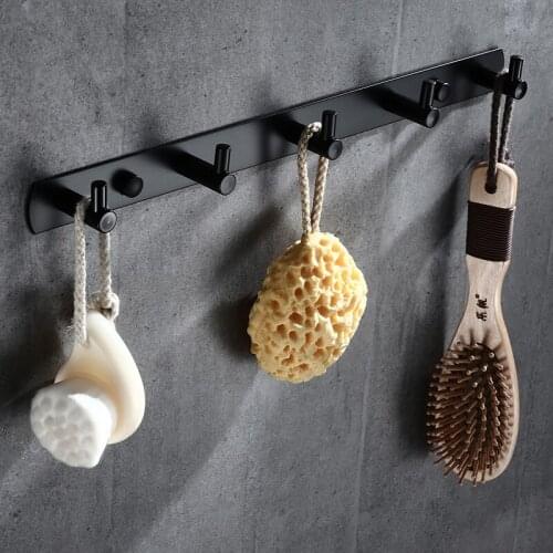 Solid Stainless steel Black Electroplating Finish Bathroom Towel Hook Wall Hook Door Hanger Clothes Robe Hook Multi-function