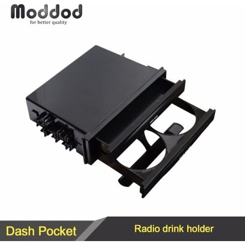One Din Car Universal Radio CD Refitting Pocket Stereo Dash Installation Mounting Drawer With Drink Cup Holder Storage Box