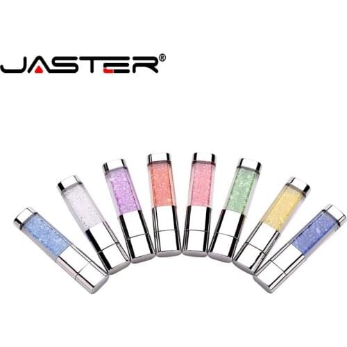 JASTER crystal LED light pen drive 4GB 8GB 16GB 32GB 64GB USB pen flash drive usb2.0 order 5 free logos usb flash drive