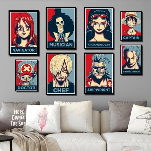 Perfect JL One Pieces Luffy Zoro Sanji Hot Characters Hot Japan Anime Art Painting Poster Home Decor wall stickers