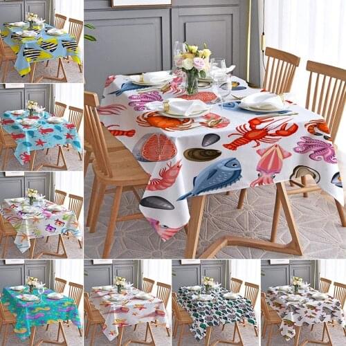 1Pcs Marine Life Waterproof Linen Table Cloth Placemat Computer Desk Conference Table Sofa Cloth Home Decoration Tablecloth