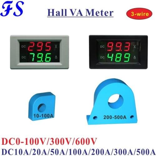 YB4835HVA Hall Voltmeter Ammeter 0-100V 300V 600V Ampere Meter DC 20A 50A 100A 200A 300A 500A Three-Wire Volt Amp Panel Tester