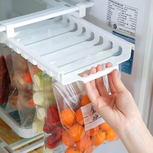 Retractable Refrigerator Drawer Storage Rack Sealed Chilled Fresh-Keeping Bag Track Storage Rack Kitchen Household Storage Rack