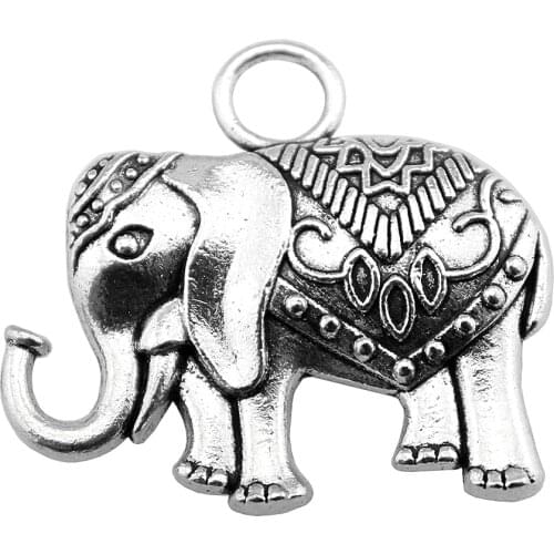 WYSIWYG 2pcs 28x31mm Antique Silver Color Antique Bronze Double Sided Elephant Charm Elephant Pendants Charm Elephant Charm