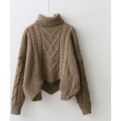 Poncho Direct Selling Acrylic Casual Turtleneck 2019 New Womens Sweater Loose High Collar Thread Pullover Thick Warm Women