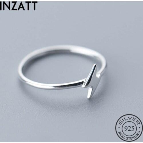 INZATT Real 925% Sterling Silver Minimalist lightning Ring For Women Birthday Party Classic Fine Jewelry Geometric Accessories