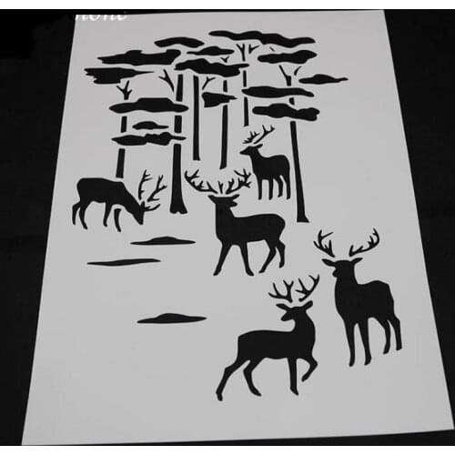 1pc Stencils Bullet Journal Painting Template DIY Forest Deer Embossing Stencils Accessories For Scrapbooking Stencil Reusable