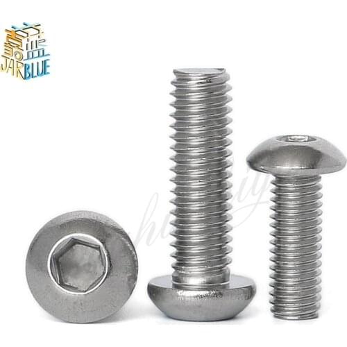 10pcs UNC 10#-24 1/4-20 US Coarse Thread 304 A2-70 stainless steel Allen Hex Hexagon Socket Button Head Round Screw Bolt ISO7380