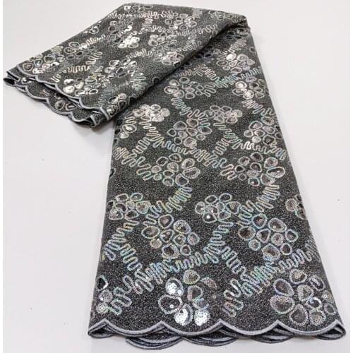 2021 High Quality African Mesh Lace Fabric 2021 French Nigerian Sequins Embroidery Net for Women Wedding Dress