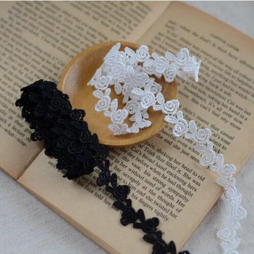 5 Yards 1.4cm Width Polyester Lace Trim Flower Patch DIY Clothing Accessories Embroidery Lace Fabric