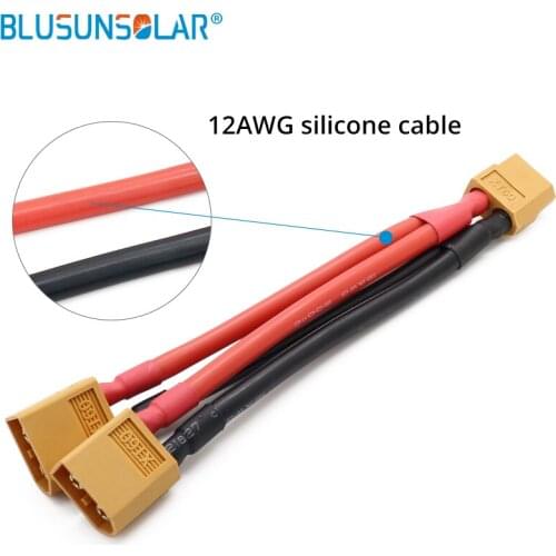 50 Pcs/Lot XT60 Parallel Battery Connectors Adaptor Cable Extension Y Splitter 12 Awg Silicone Wire 10cm ZD0190