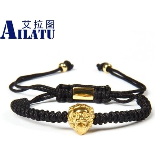 Ailatu New Design High Grade Jewelry Wholesale 10pcs/lot New Stainless Steel Lion Head Braided Energy Bracelet for cool man