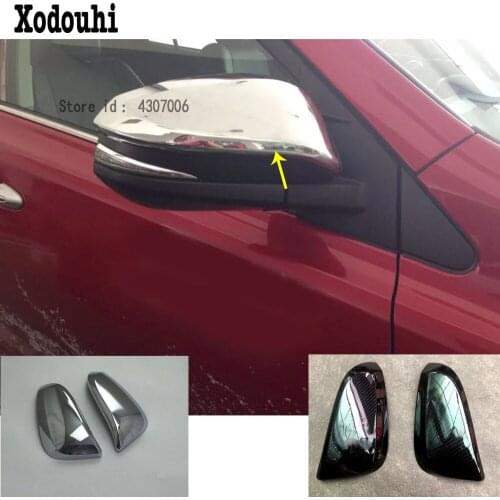 Car Back Rear View Rearview Side Door Mirror Cover Stick Trim Frame 2pcs For Toyota RAV4 2016 2017 2018