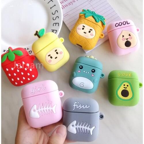 Cartoon fruit horse Wireless Earphone Case For AirPods 2 Silicone Charging Headphones Cases For Airpods Protective Cover