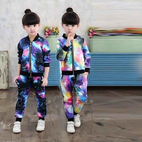 Spring Autumn Girls Clothing Sets Children Zipper Coat Pant Set Baby Girl Holiday Sports Suit Tracksuit Fashion Kids Clothes Set