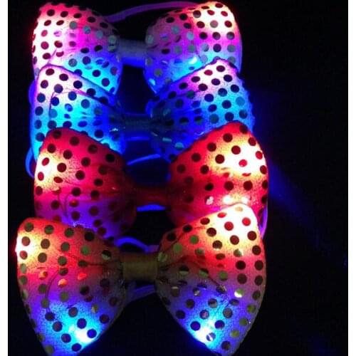 DHL Freeshipping 200pcs led bow tie kids adult Multicolor Bowknot flashing tie light up toys for party decoration supplies