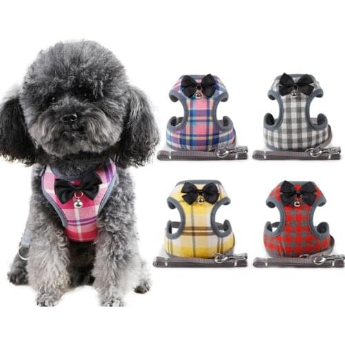 Bow Tie Dog Harness Collar With Leash Nylon Durable Pets Strap Easier Adjust and Fashion Walking Pets accessories arnes perro
