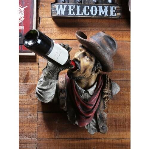 American style creative bar decoration wall decoration of retro bar restaurant head wine rack ornament room decoration